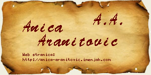 Anica Aranitović vizit kartica